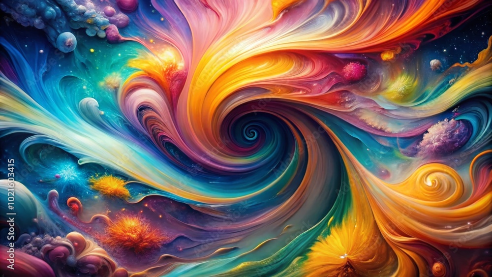 Poster vibrant abstract background featuring swirling colors and dynamic shapes for creative design project