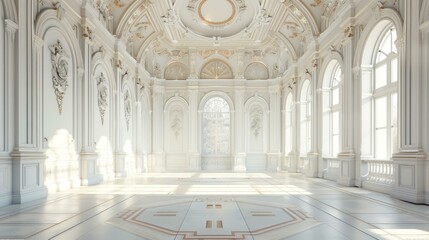 Obraz premium Elegant White Palace Hall Interior Design