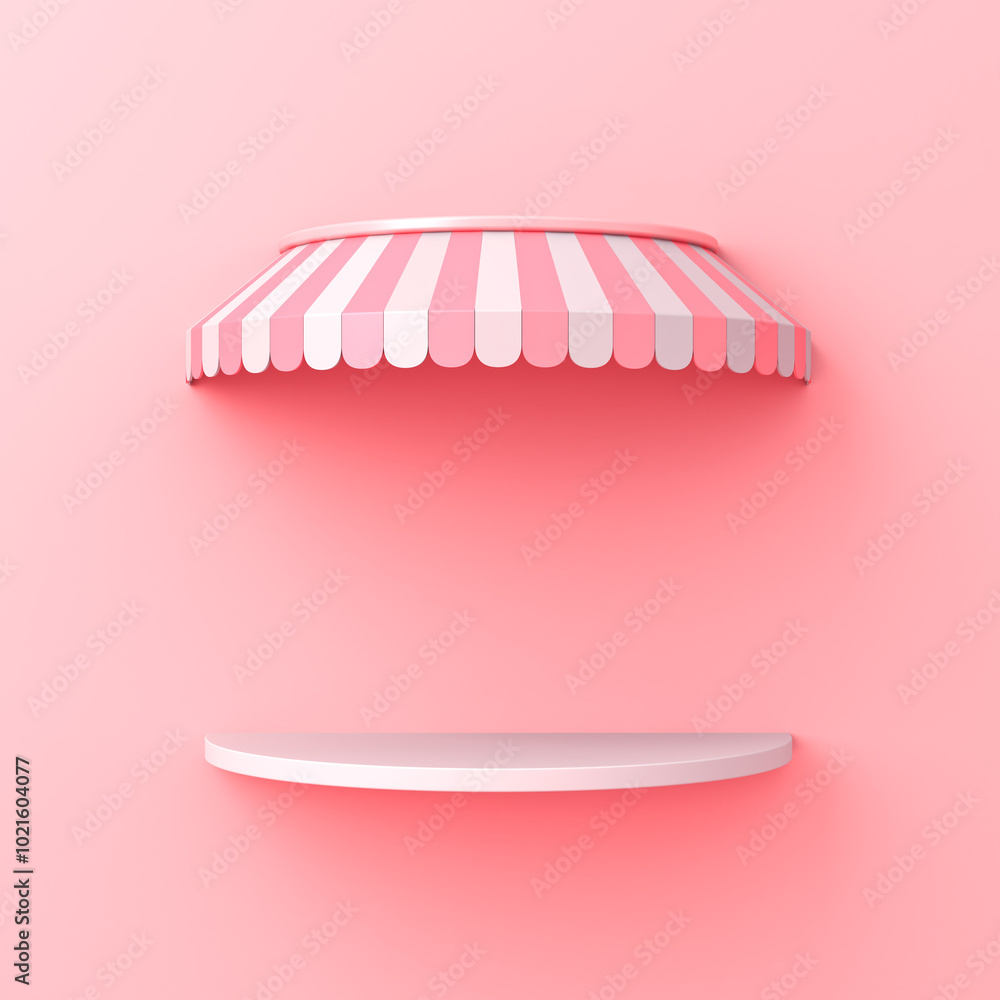 Poster pink product display podium pavilion kiosk shop shelf or exhibition booth store mockup shelf with pi