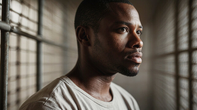A black person is convicted and serving his time in jail. 