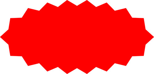 Starburst red sticker set - collection of special offer sale round and oval sunburst labels and buttons isolated on white background. Promo stickers with star edges. Vector