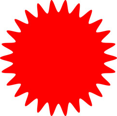 Starburst red sticker set - collection of special offer sale round and oval sunburst labels and buttons isolated on white background. Promo stickers with star edges. Vector