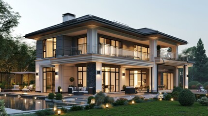 Fototapeta premium Luxury Modern Mansion Exterior Design
