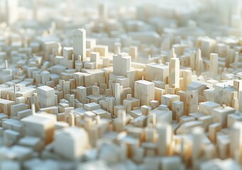 Obraz premium Abstract Cityscape Illustration with Cubic Buildings