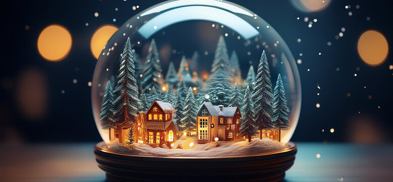 Sfera di natale con la neve che scende