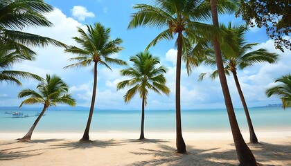 Sunshine, Beach, and Coconut Trees, Enjoy Your Vacation and Relaxation