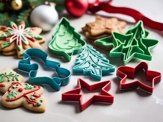 Cookie cutters with festive shapes, ready for creating seasonal treats and capturing the joy of holiday baking.