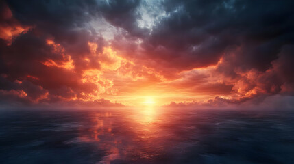 Dramatic Sunset over Ocean -  Background Image