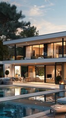 Fototapeta premium Modern Luxury Villa with Outdoor Pool