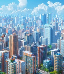 Obraz premium Cityscape Illustration of Modern Buildings