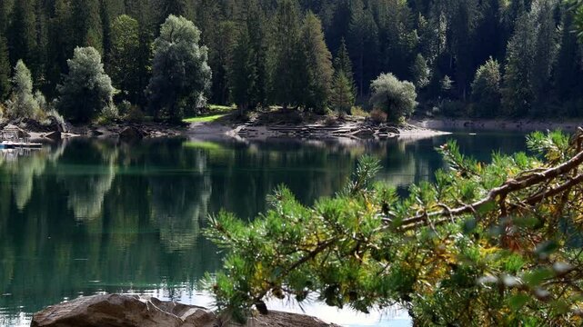 the swiss caumasee lake 4k 25fps video