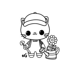 Cartoon cat vector illustration coloring book for kids