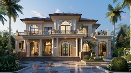 Luxury Mansion Exterior Design Illustration