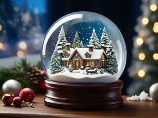 Detailed winter scene, showcasing the magical and festive atmosphere with snow-covered decorations inside.