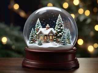 Holiday snow globe featuring a detailed winter scene, showcasing the magical and festive atmosphere with snow-covered decorations inside.