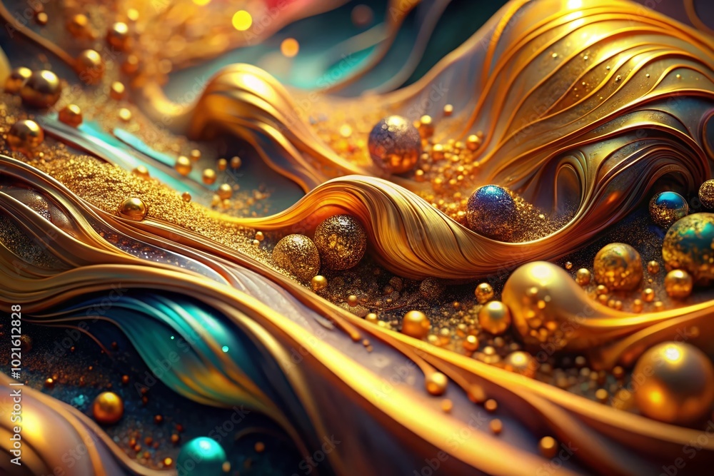 Poster vibrant colors blending with golden hues creating a stunning abstract background for design projects