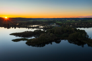 Fototapeta premium Amazing sunset over Lake Orle near Wejherowo. Poland