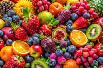 Vibrant Display of Hybrid Fruits Showcasing Unique Colors, Textures, and Flavor Combinations