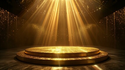 Obraz premium Golden stage with spotlights