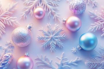 Christmas background in 3d style on pastel colors