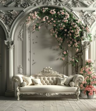 Elegant Vintage Interior Design with Flowers