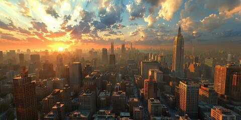 Sunrise over the City Skyline