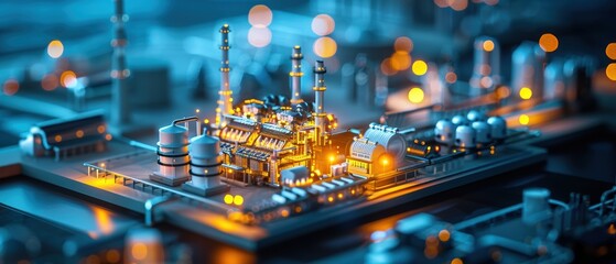 Fototapeta premium Nighttime Operations at a Salt Processing Facility