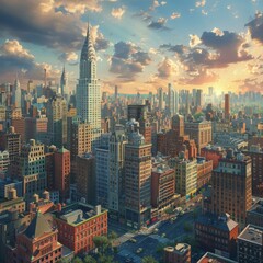 New York City Skyline Artistic Illustration