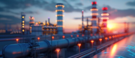 Advanced Industrial Settings at Dusk with Electricity