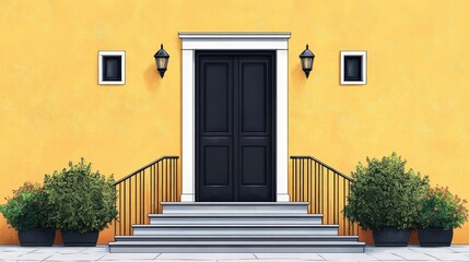 Fototapeta premium Whimsical Anime Style Old House Entrance Vector Illustration
