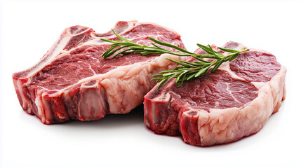 raw steak pork meat on white background