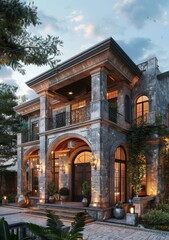 Obraz premium Elegant European Style Mansion Exterior Design