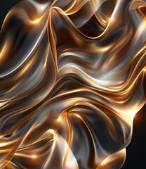 Abstract Gold and Silver Flowing Fabric Design