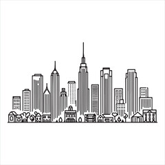 single one line City silhouette on white background
