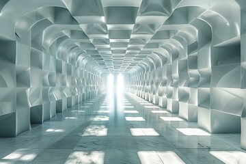 Obraz premium Futuristic Corridor with Light at the End