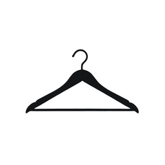 A black clothes hanger on a white background