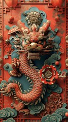 Fototapeta premium Intricate Chinese Dragon Illustration for Decorative Use