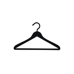 A black clothes hanger on a white background