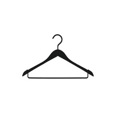 A black clothes hanger on a white background