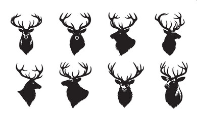 Deer head logo sketch hand drawn in doodle style Vector illustration