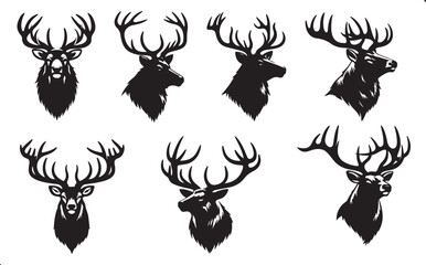 Deer head logo sketch hand drawn in doodle style Vector illustration