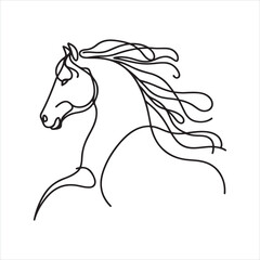 single one line Horse silhouette on white background
