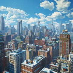 Obraz premium A Panoramic View of a Vibrant City Skyline