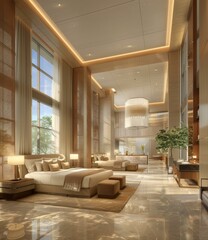 Luxury Hotel Bedroom Interior Design Illustration