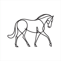 single one line Horse silhouette on white background
