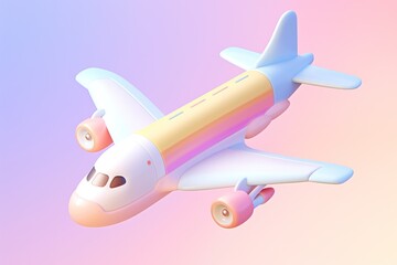 Fototapeta premium Pastel-Colored 3D Render of a Cartoon Airplane