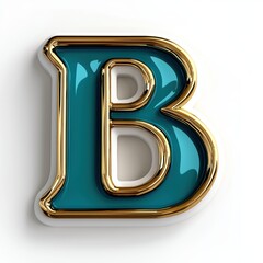 Turquoise and Gold 3D Letter B Design