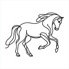 single one line Horse silhouette on white background
