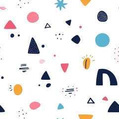 Colorful geometric shapes on a white isolate background.