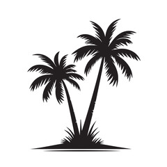 palm tree black silhouette vector art flat design graphic illustrations
